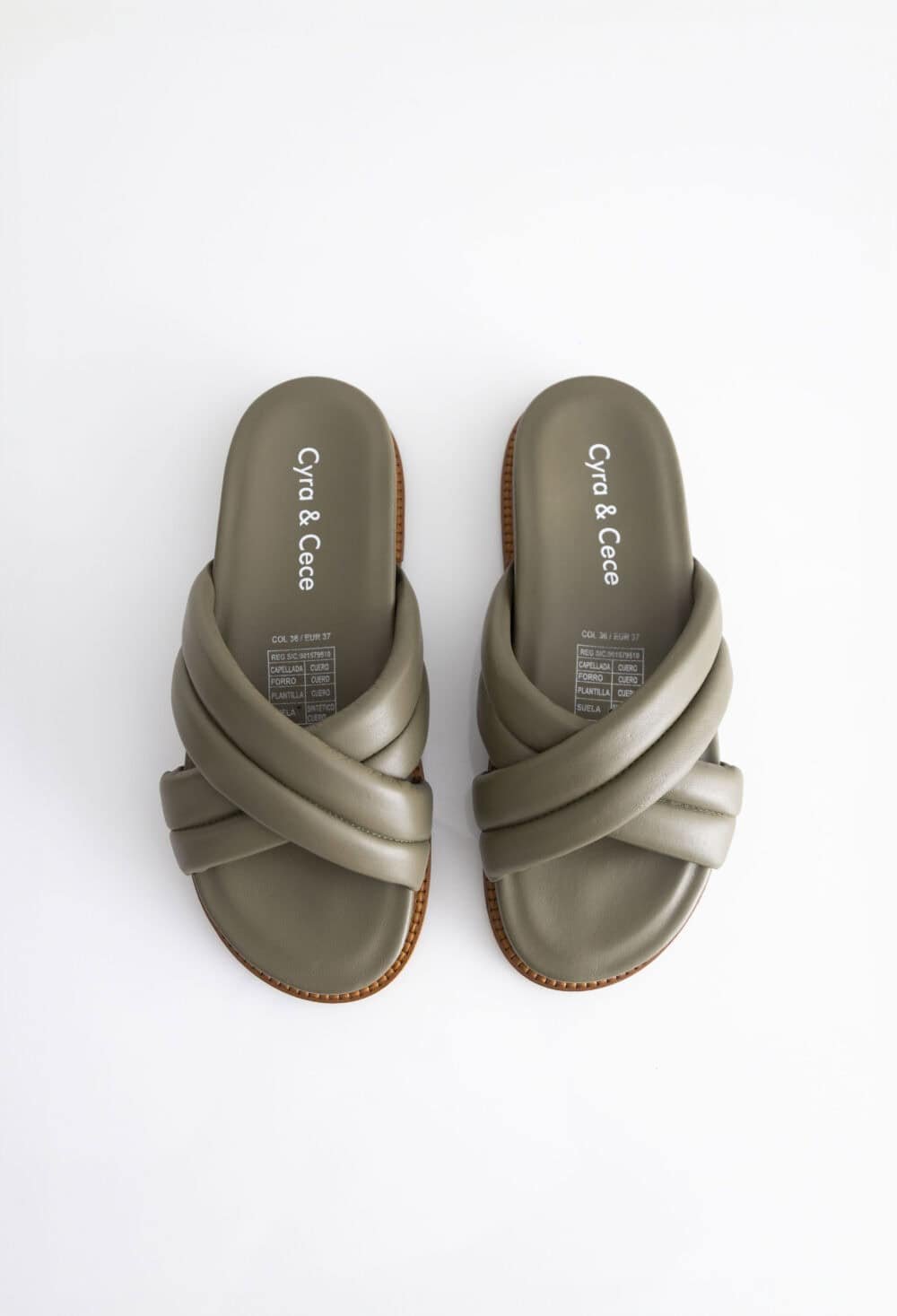 Sandalias de cuero verde